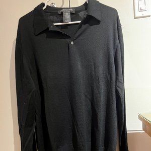 Marco Fiori Medium Mens 100% Black Merino Wool  Pullover Sweater